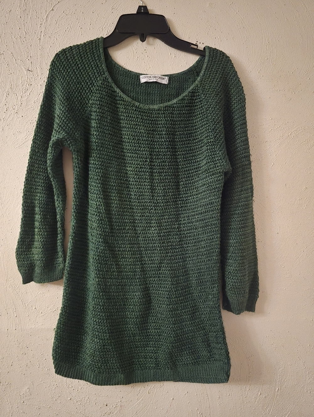 Cotton Emporium Forest Green Scoop Neck Knit Sweater
